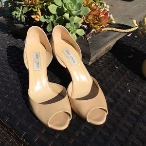Jimmy Choo nude patent "Logan" d'Orsay pumps 41